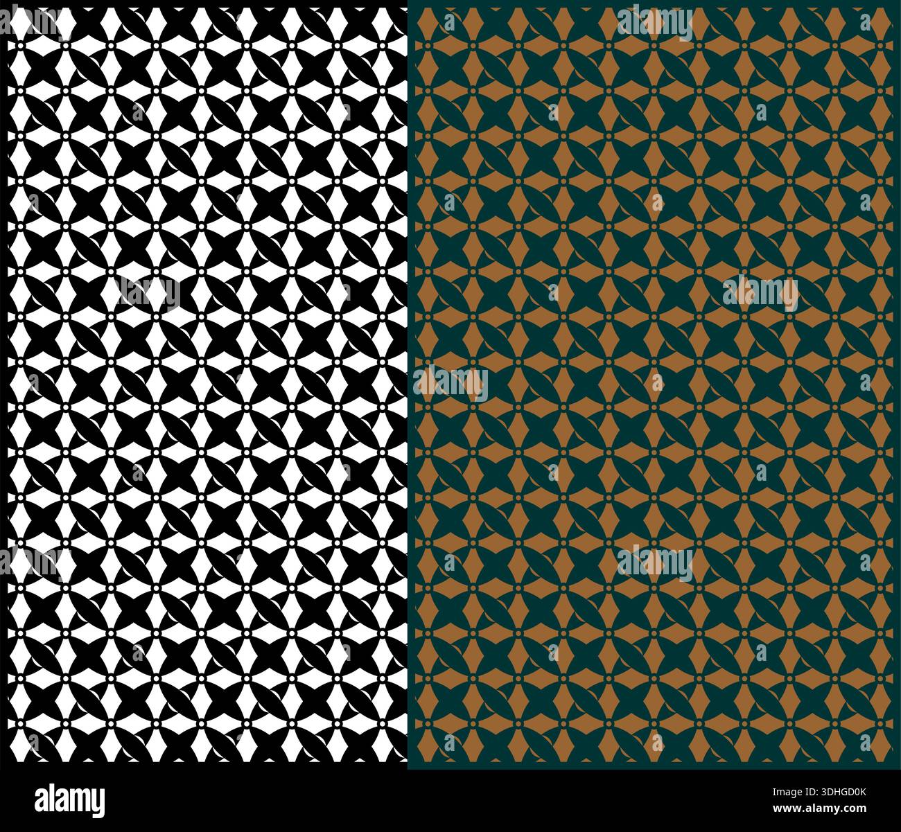 Modern Geometric Petal Seamless Pattern Set Stock Vector