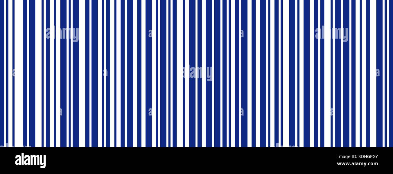 Long gradient stripe pattern with thin and thick blue lines. Abstract barcode background Stock Vector