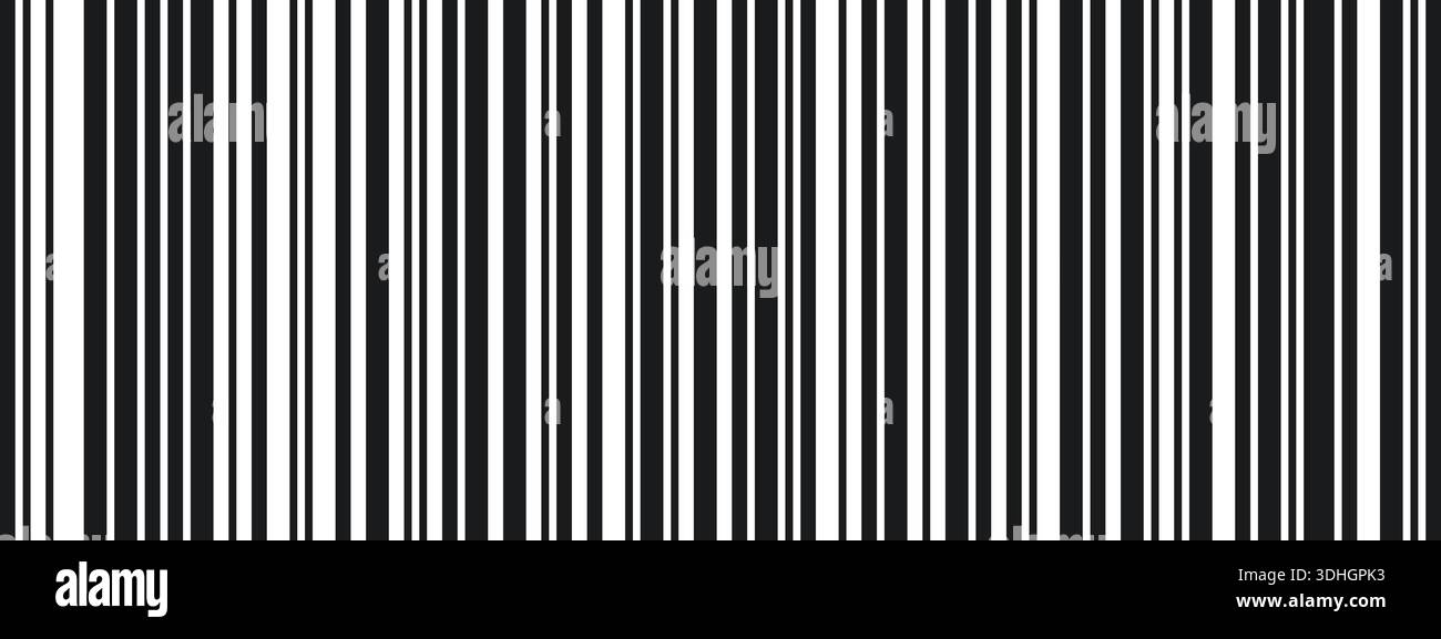 Linear gradient stripe with long thin to thick gradation. Abstract futuristic barcode or data scan pattern Stock Vector