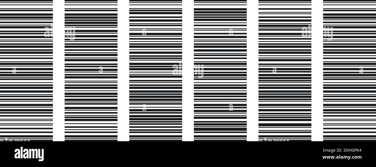 Abstract barcode strip pattern set with irregular lines. Thin and thick vertical stripes. Simple vector bg Stock Vector