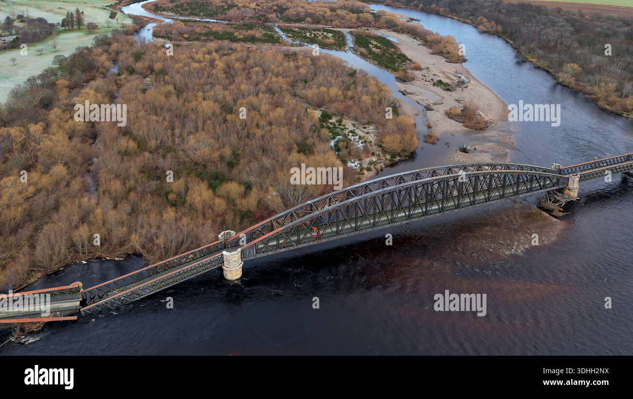 River Spey Railway Bridge Scotland five weeks after initial collapse part 7 Stock Photo