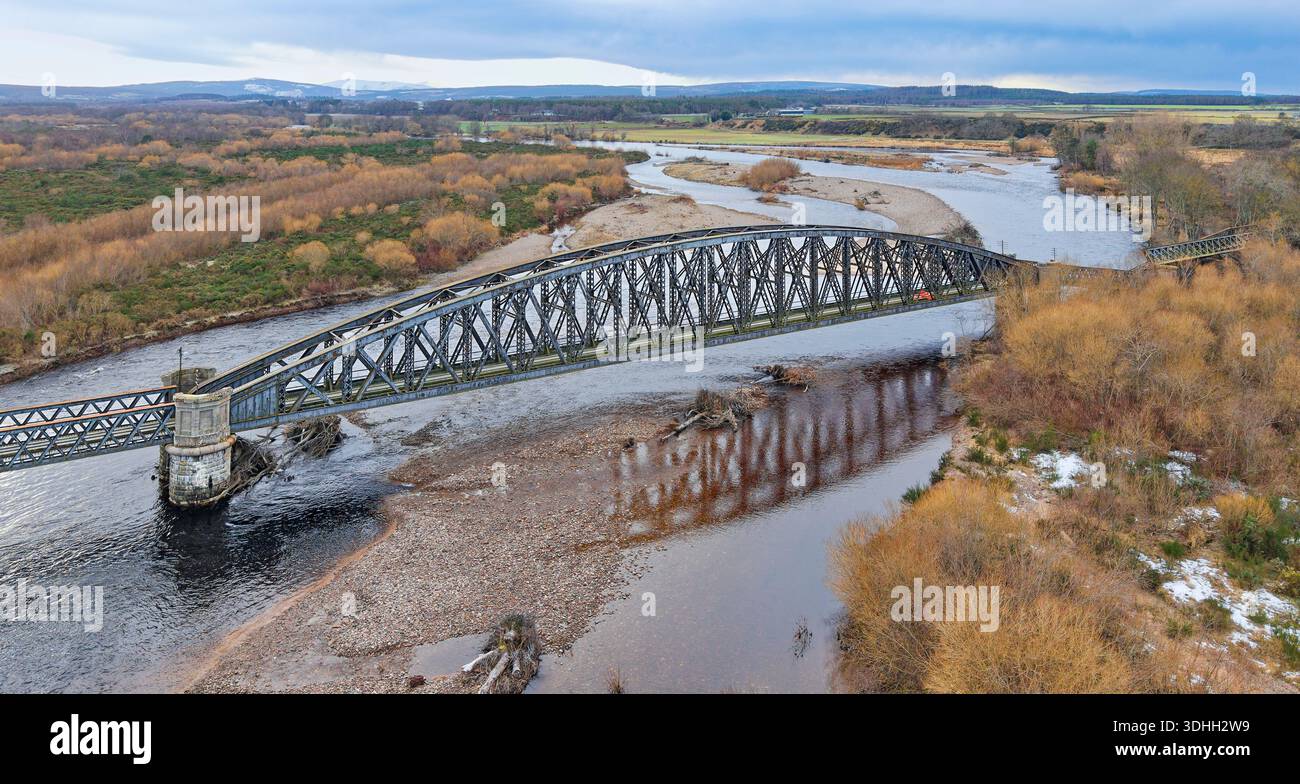 River Spey Railway Bridge Scotland five weeks after initial collapse part 10 Stock Photo