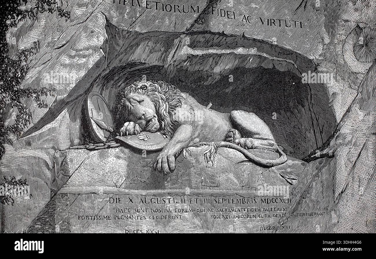 The Dying Lion by Thorvaldsen is the famous Lucerne Lion Monument