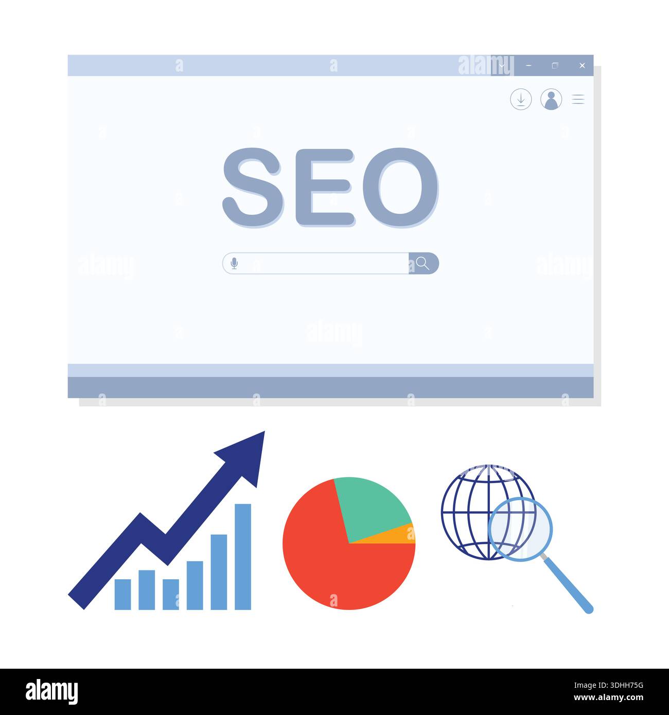 Search engine optimization SEO concept flat illustration Stock Vector
