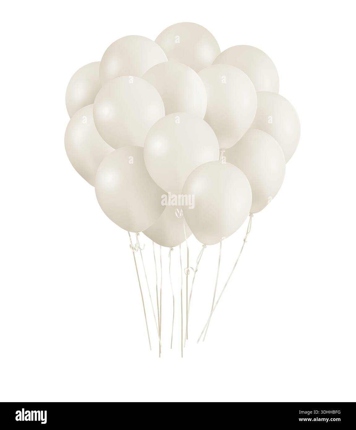 White balloons bunch isolated on white background. Stock Photo