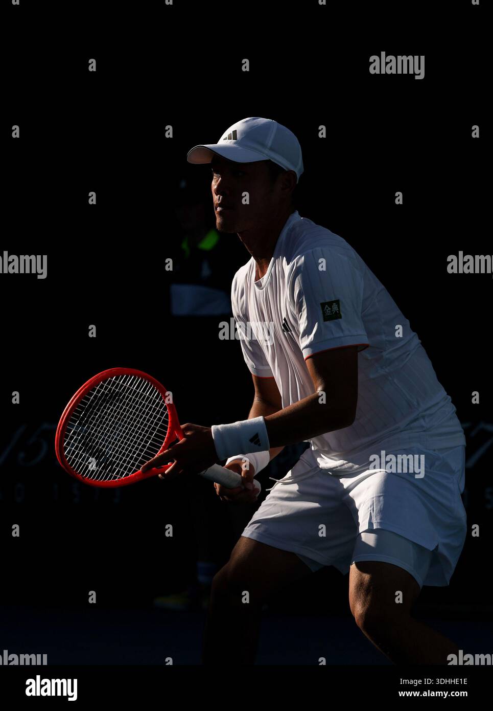 Melbourne, Australia. 22nd Jan, 2026. Wu Yibing competes during the men's singles 2nd round match between Wu Yibing of China and Eliot Spizzirri of the United States at the Australian Open tennis tournament in Melbourne, Australia, Jan. 22, 2026. Credit: Ma Ping/Xinhua/Alamy Live News Stock Photo