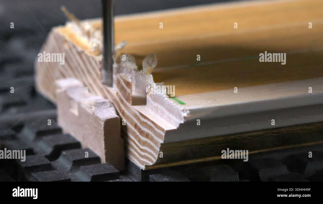 Precision Routing On Fixture Surface, Closeup Of Detailed Router Work ...