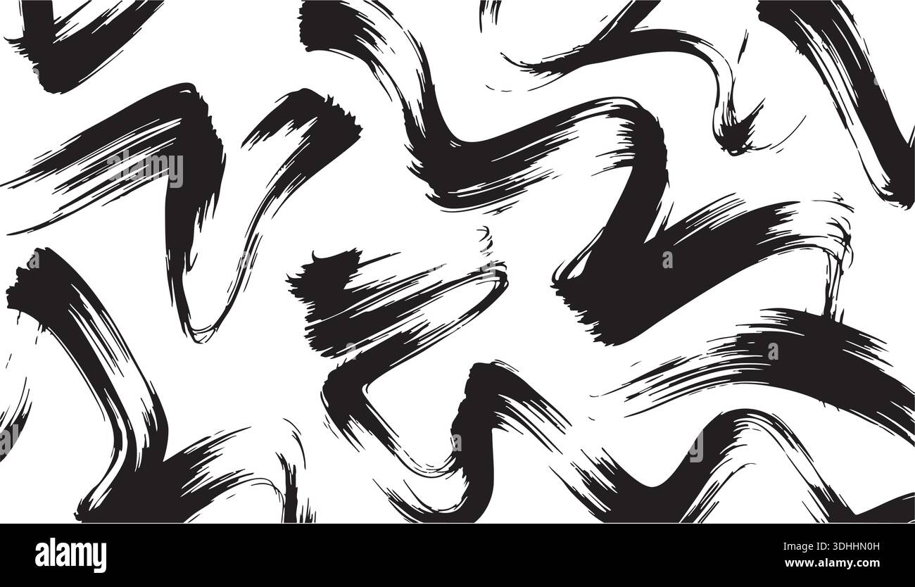 Hand drawing fluid brush Black and White Stock Photos & Images - Alamy