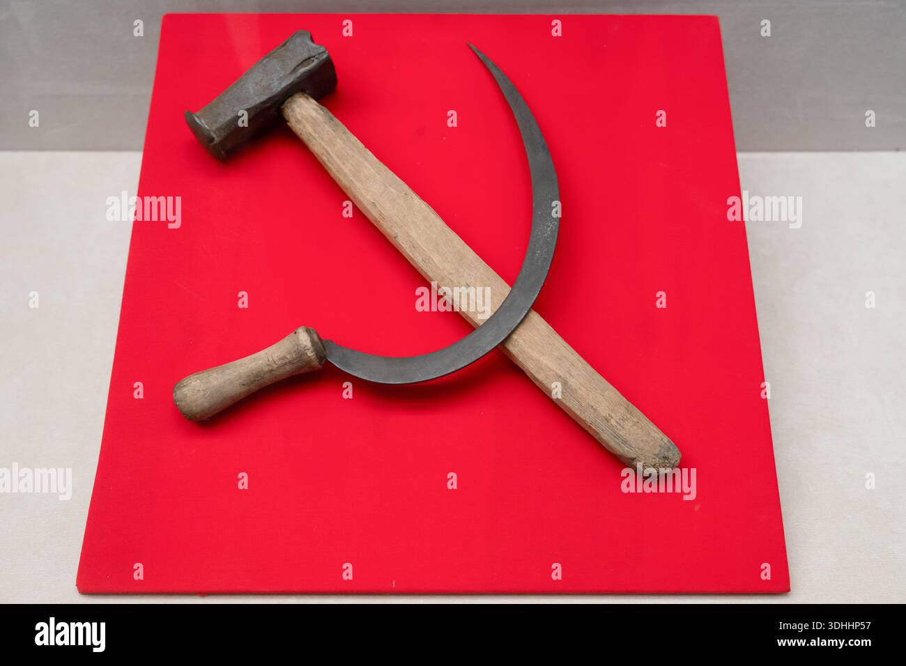 Hammer and sickle on a red background . Concept of communism, political ...