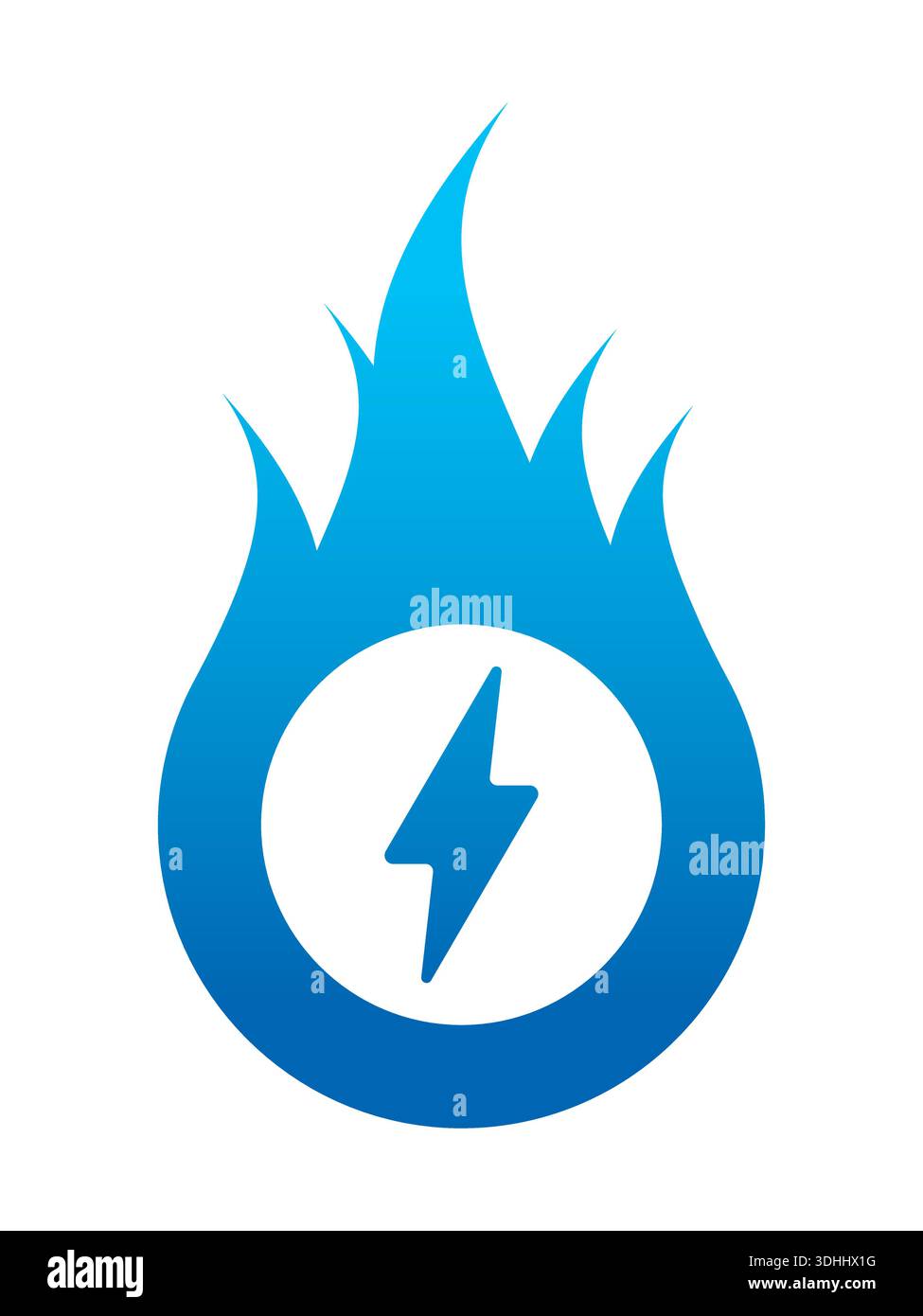 Lightning symbol in blue gradient. Flame and lightning symbol concept Stock Vector