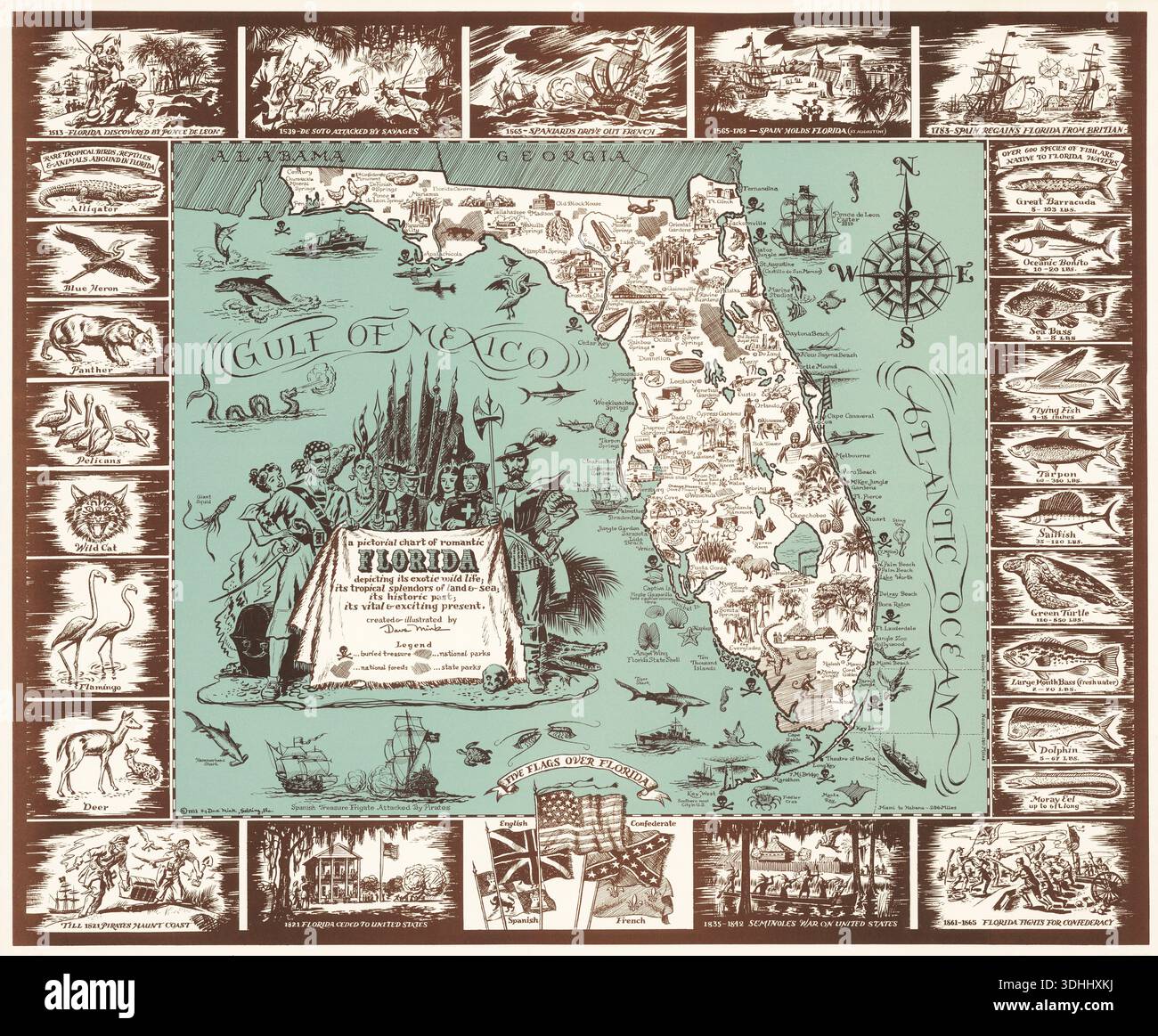 A Pictorial Chart of Romantic Florida by Dave Mink – This richly ...