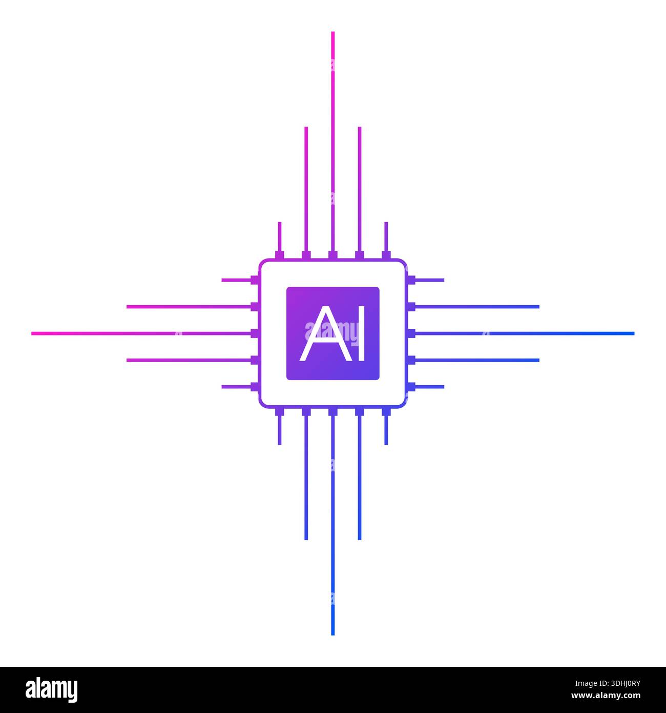 pink-blue gradient chip and artificial intelligence logo. artificial intelligence concept. technology, artificial intelligence concept for business Stock Vector