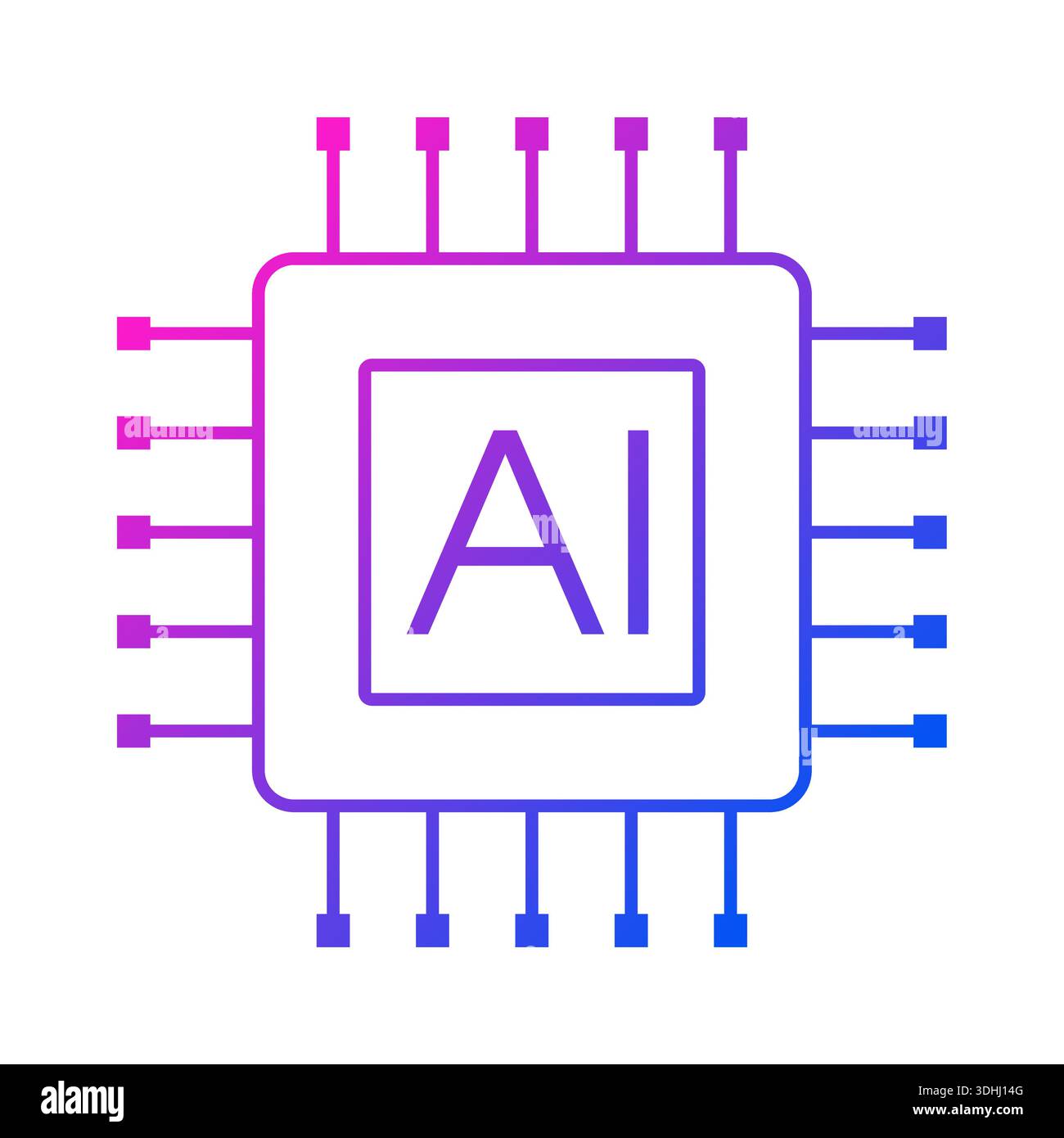 pink-blue gradient chip and artificial intelligence logo. artificial intelligence concept Stock Vector