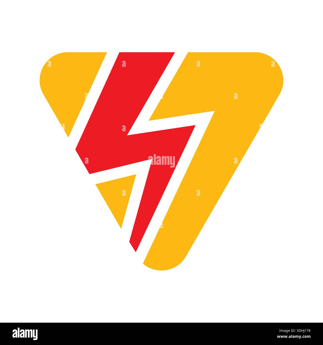 Red lightning symbol inside orange triangle. lightning symbol concept. Stock Vector