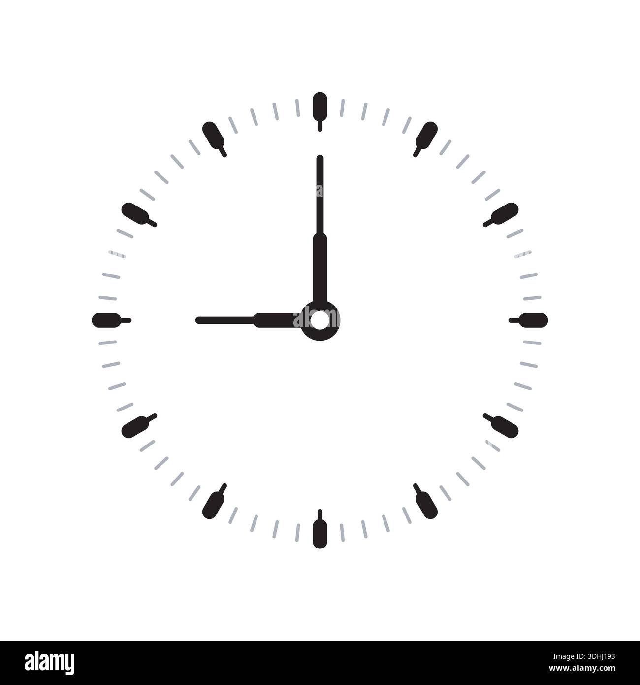 round analog clock concept on white background. simple wall clock face. clock concept Stock Vector