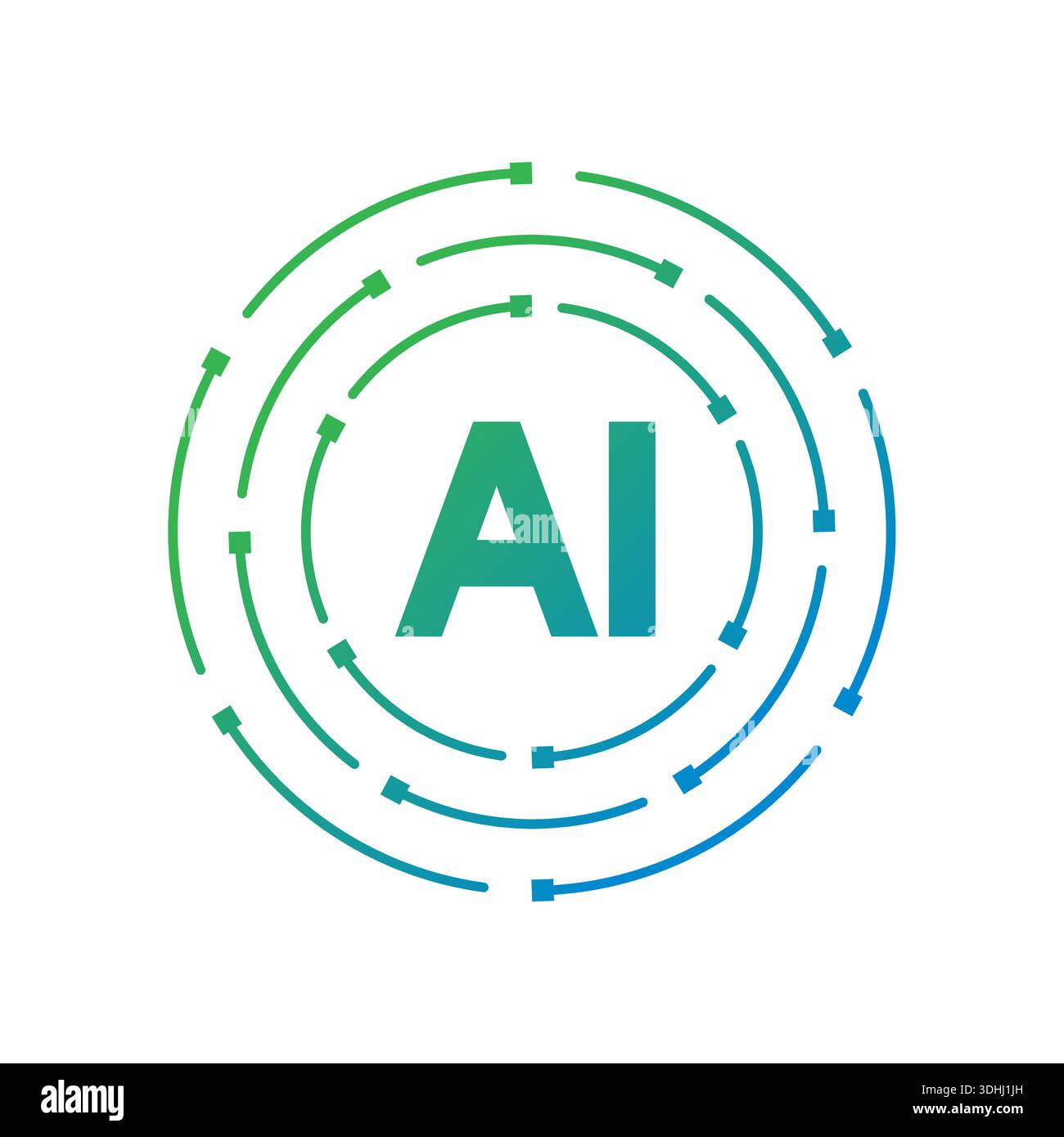 round electronic circuit and AI concept. AI logo. AI logo in circle. artificial intelligence interface for technology, business, education, tech world Stock Vector