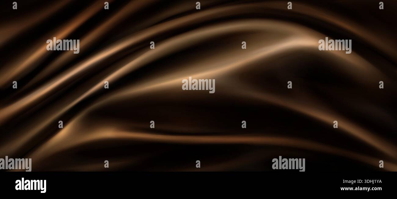 Brown silk fabric texture with smooth waves. Vector realistic ...