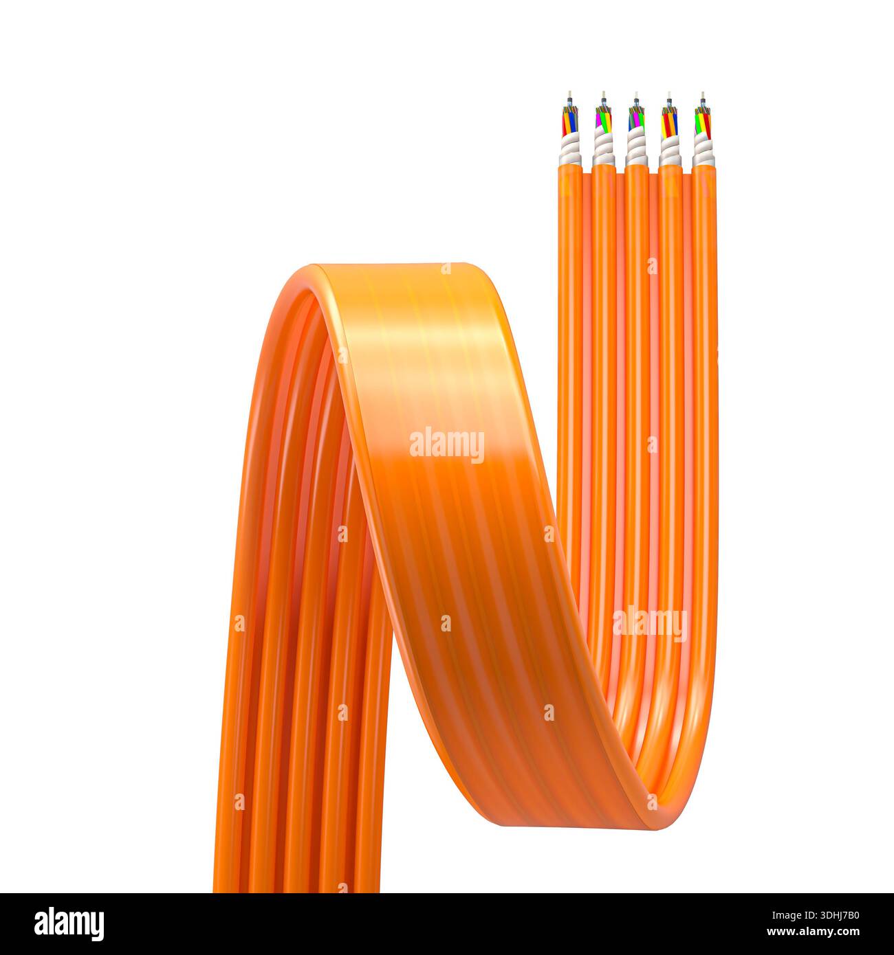 Fiber optic cables forming network 3d isolated Stock Photo