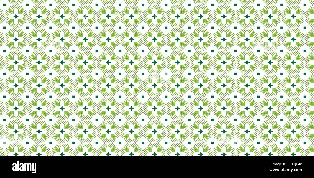 Repeating green floral geometric pattern background Stock Vector