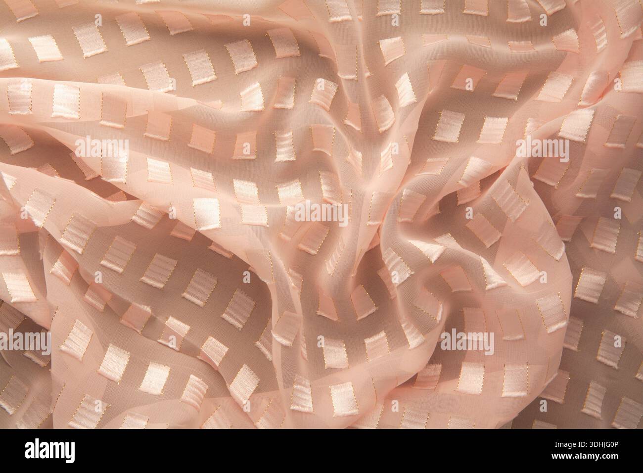 Pink sheer chiffon with squares Stock Photo