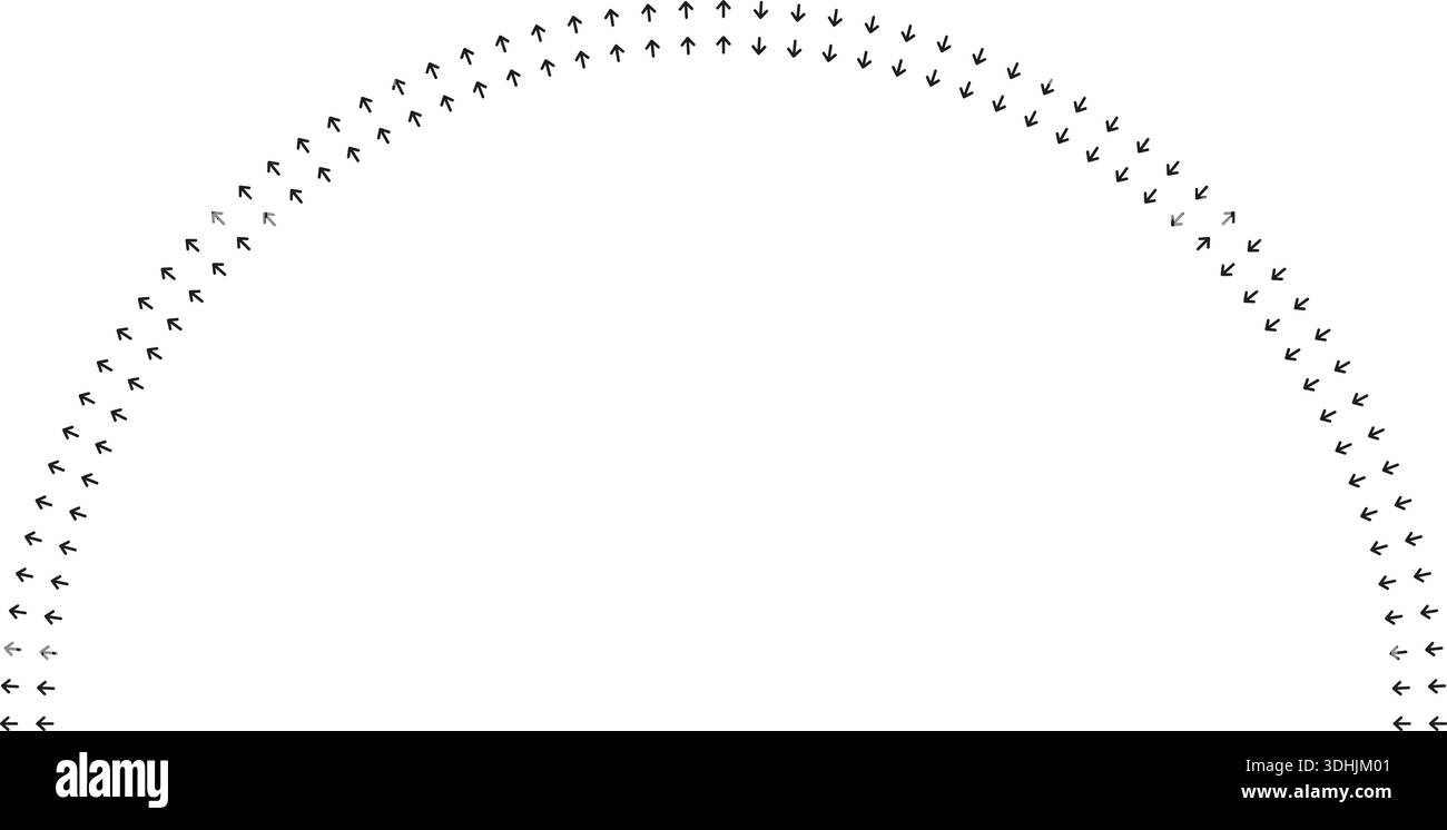 Semicircular rays bend around big empty center space. Stock Vector