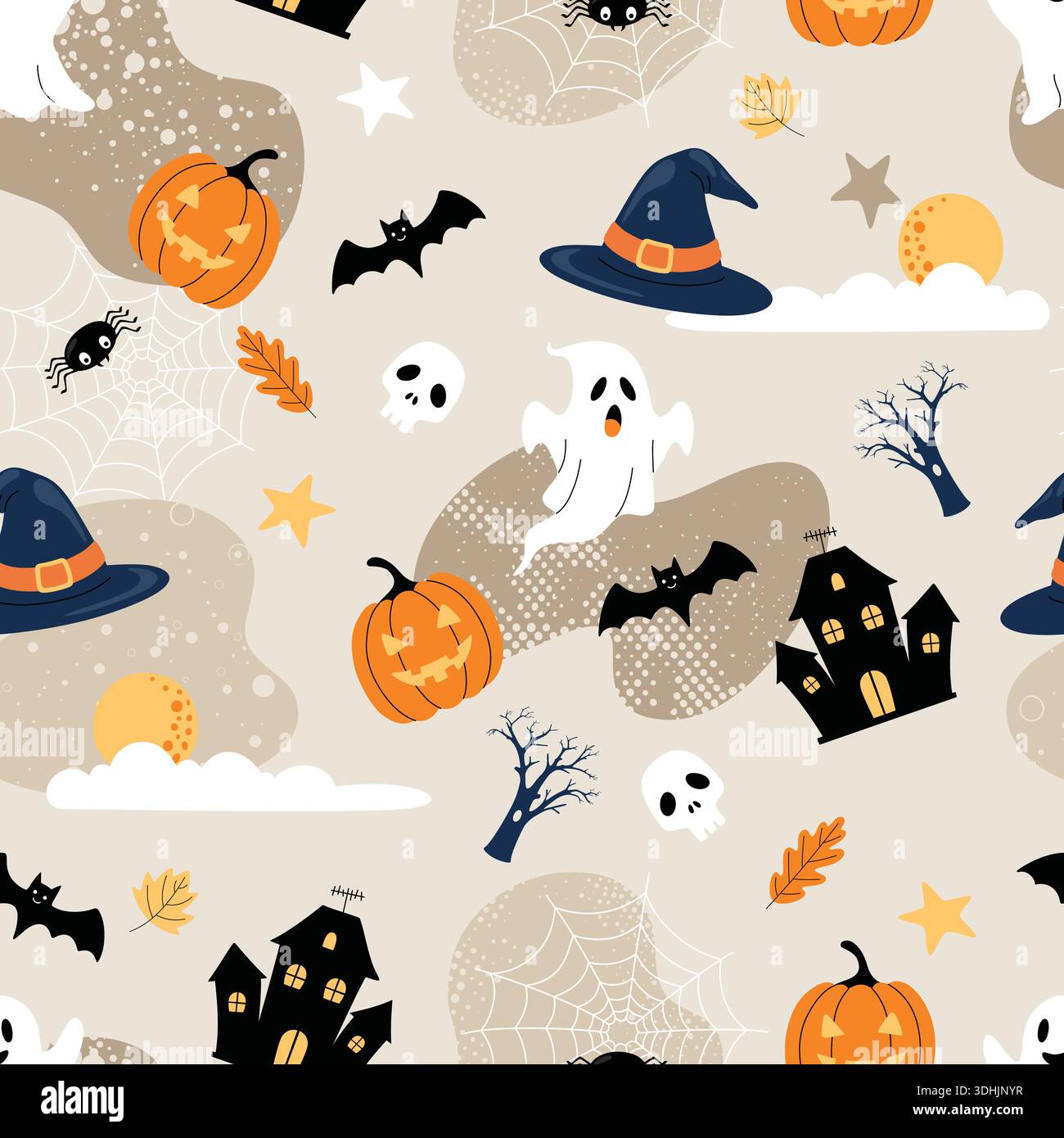 Spooky halloween vector seamless pattern cute design Stock Vector