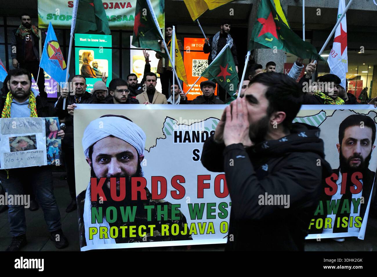 Protesters assemble at King's College London on the Strand to demand ...