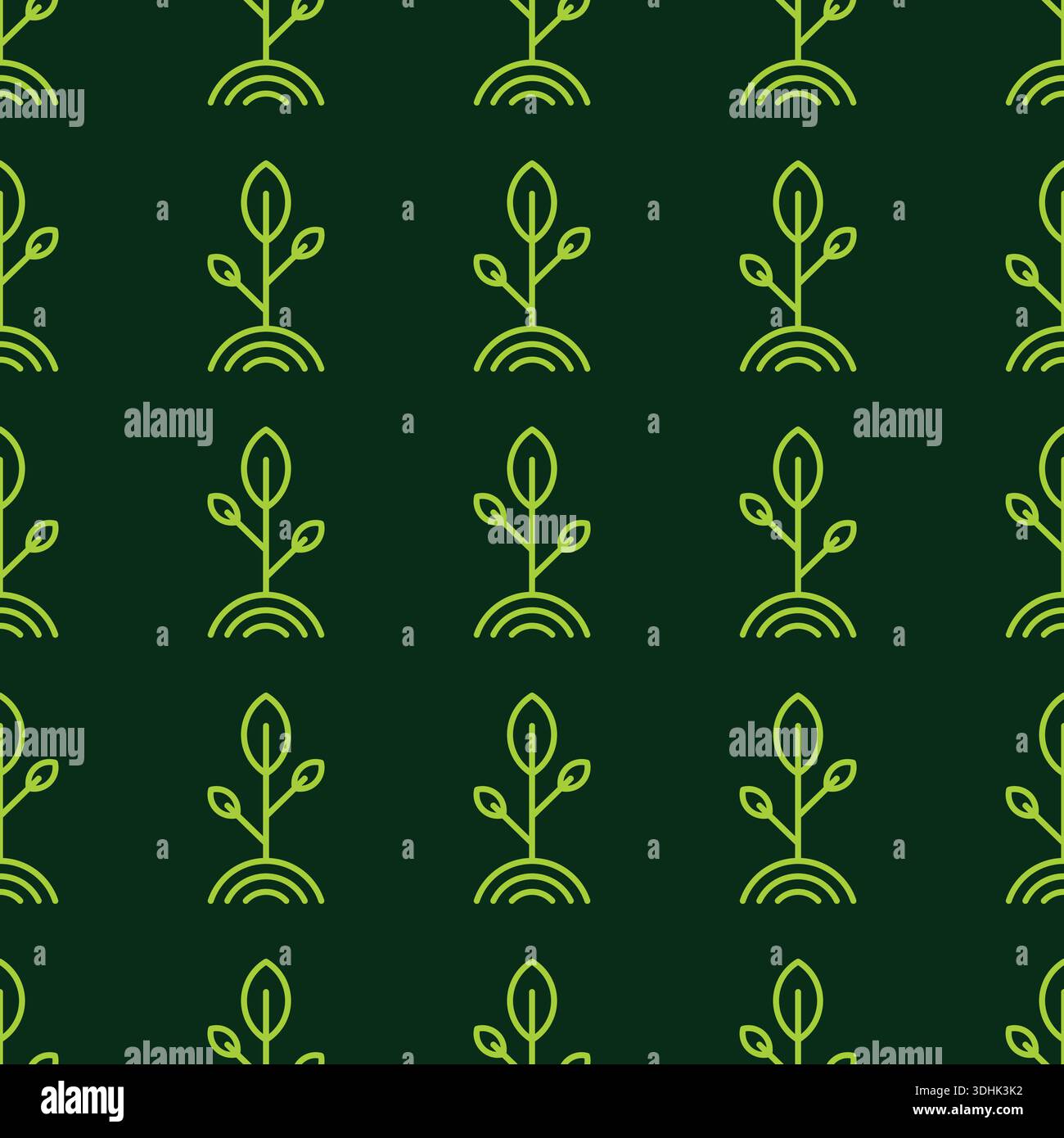 Seamless pattern with plant sprout. Garden background design. Vector flat illustration Stock Vector