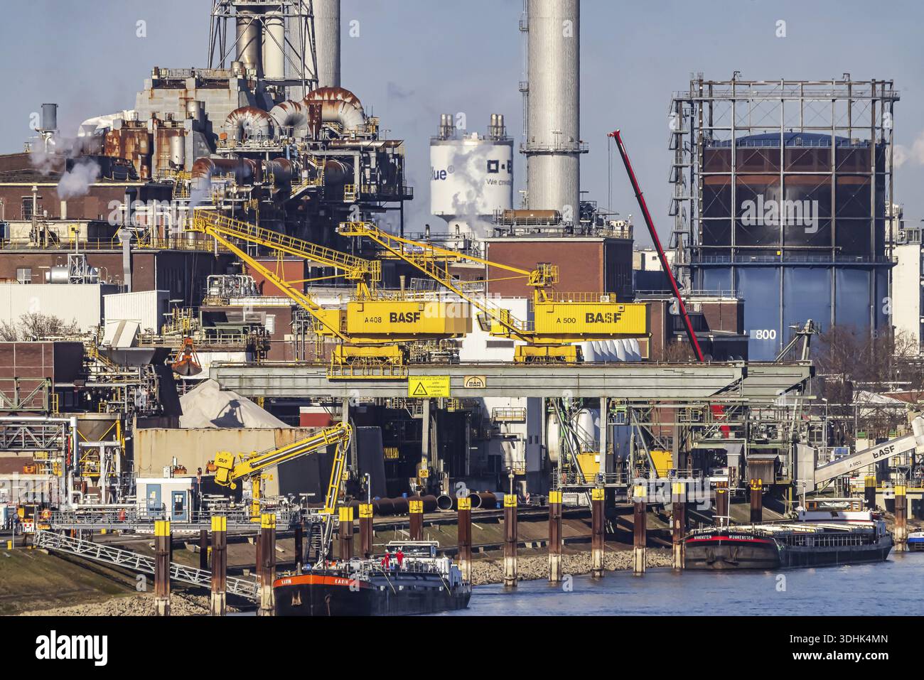 BASF factory site with chemical plants and chimneys. Baden aniline and ...