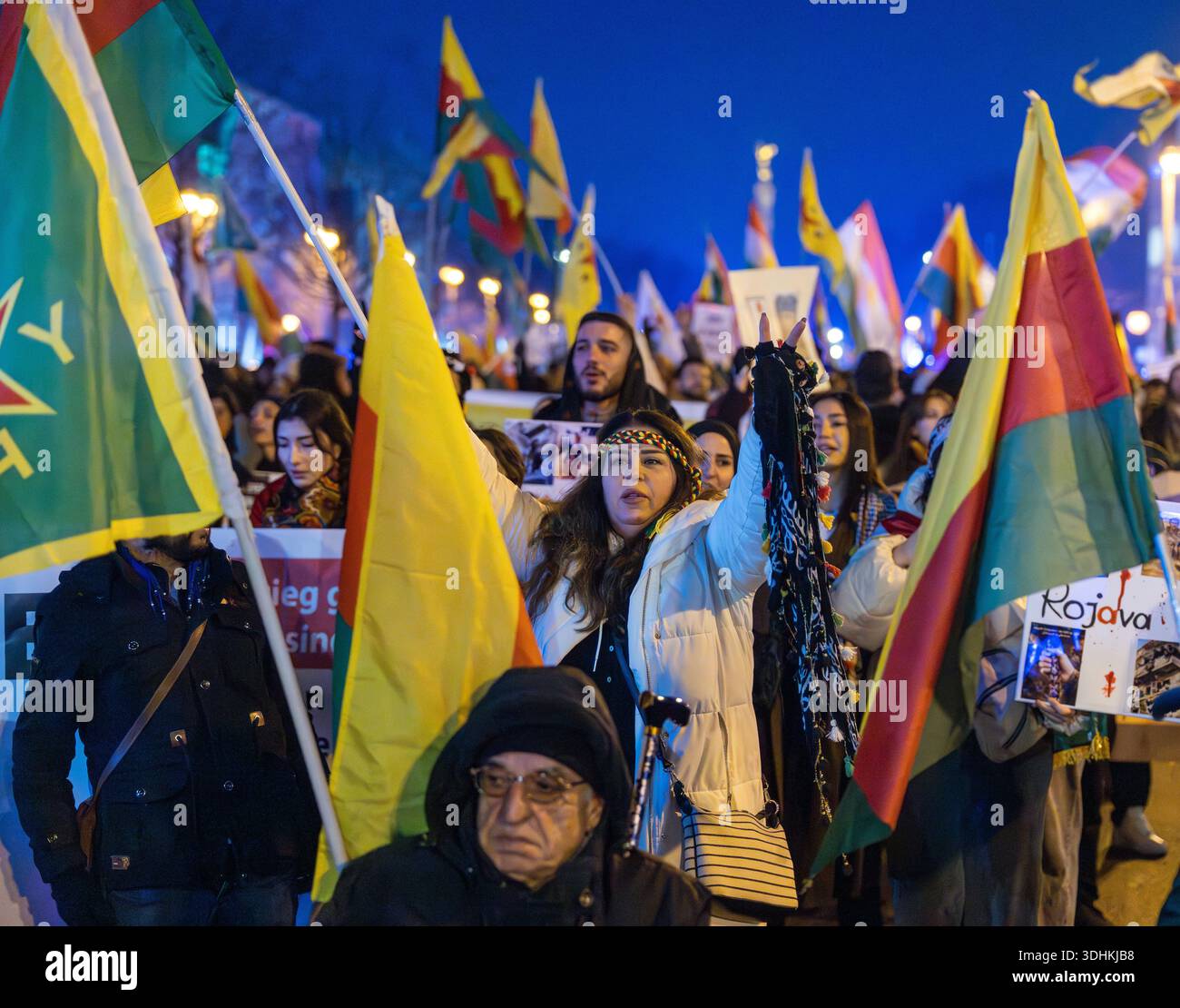 22 January 2026, Berlin: Participants in a demonstration for the ...