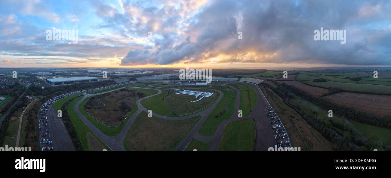 Horizon Rockingham Aerial view of the Rockingham Events Centre under a dramatic sky, where ...