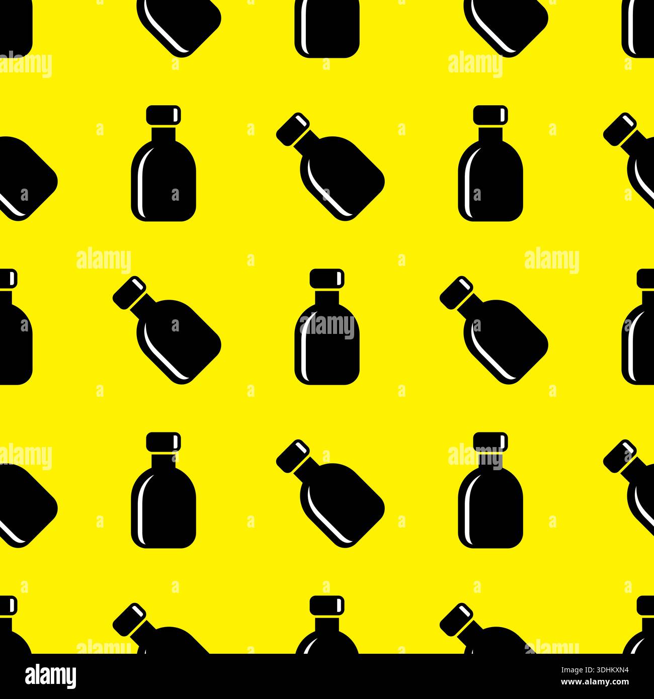 bottle seamless pattern on yellow background vector Stock Vector