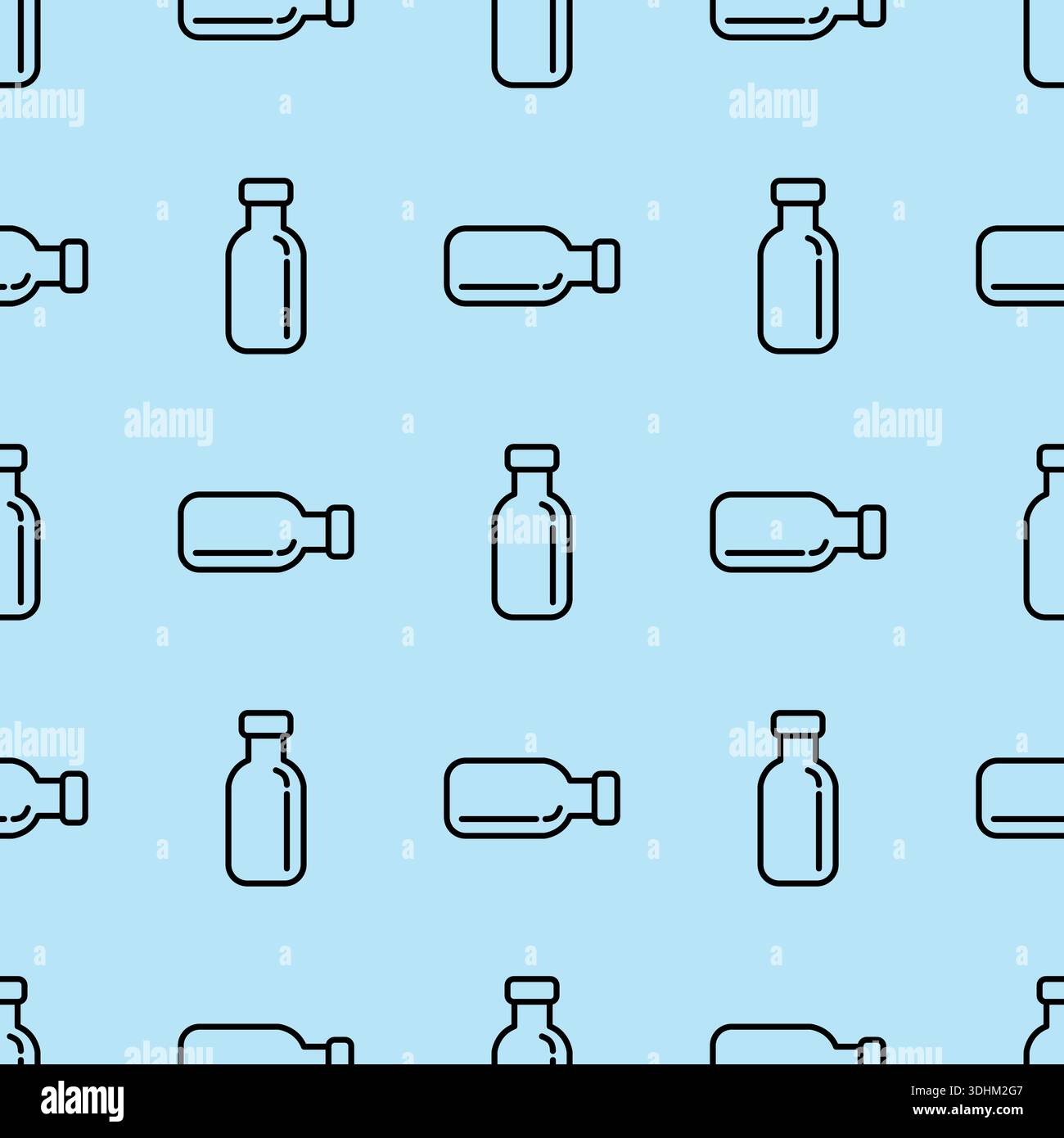 bottle line seamless pattern on blue background vector Stock Vector