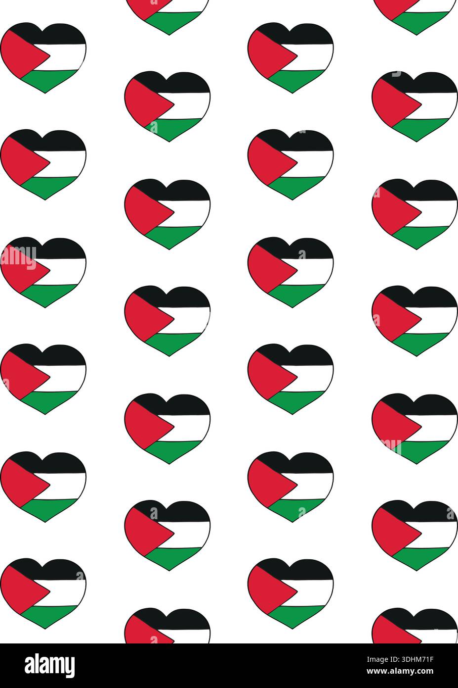 Vector seamless pattern of Palestine flag heart Stock Vector