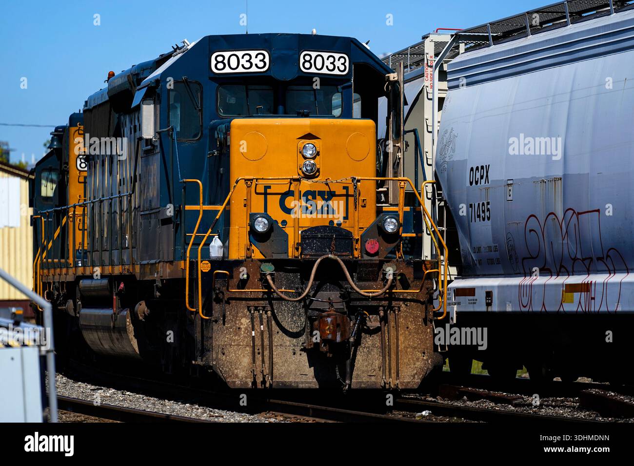 Small Csx Engine FILE - A CSX train engine sits idle on tracks in Philadelphia, Sept. 14 ...