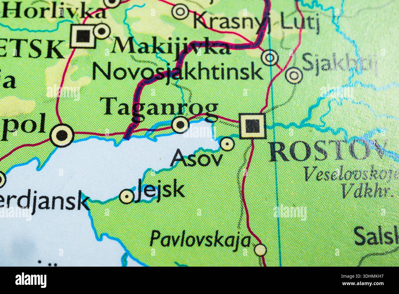 Geopolitical map section highlighting Azov region Stock Photo - Alamy