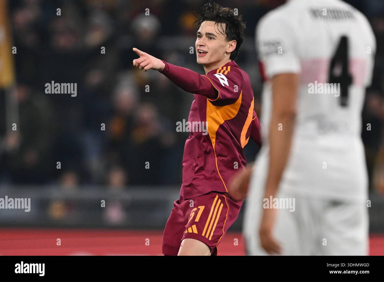 Niccolo' Pisilli of A.S. Roma celebrates after scoring the goal of 2-0 ...