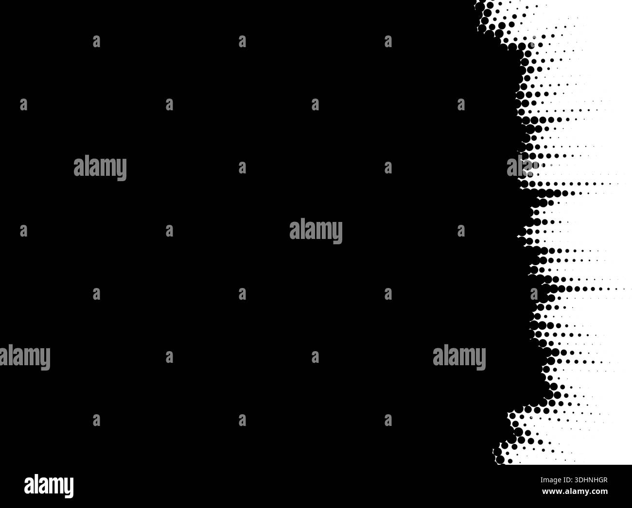 Abstract vertical transition from solid black to white using a scattered halftone dot pattern Stock Vector