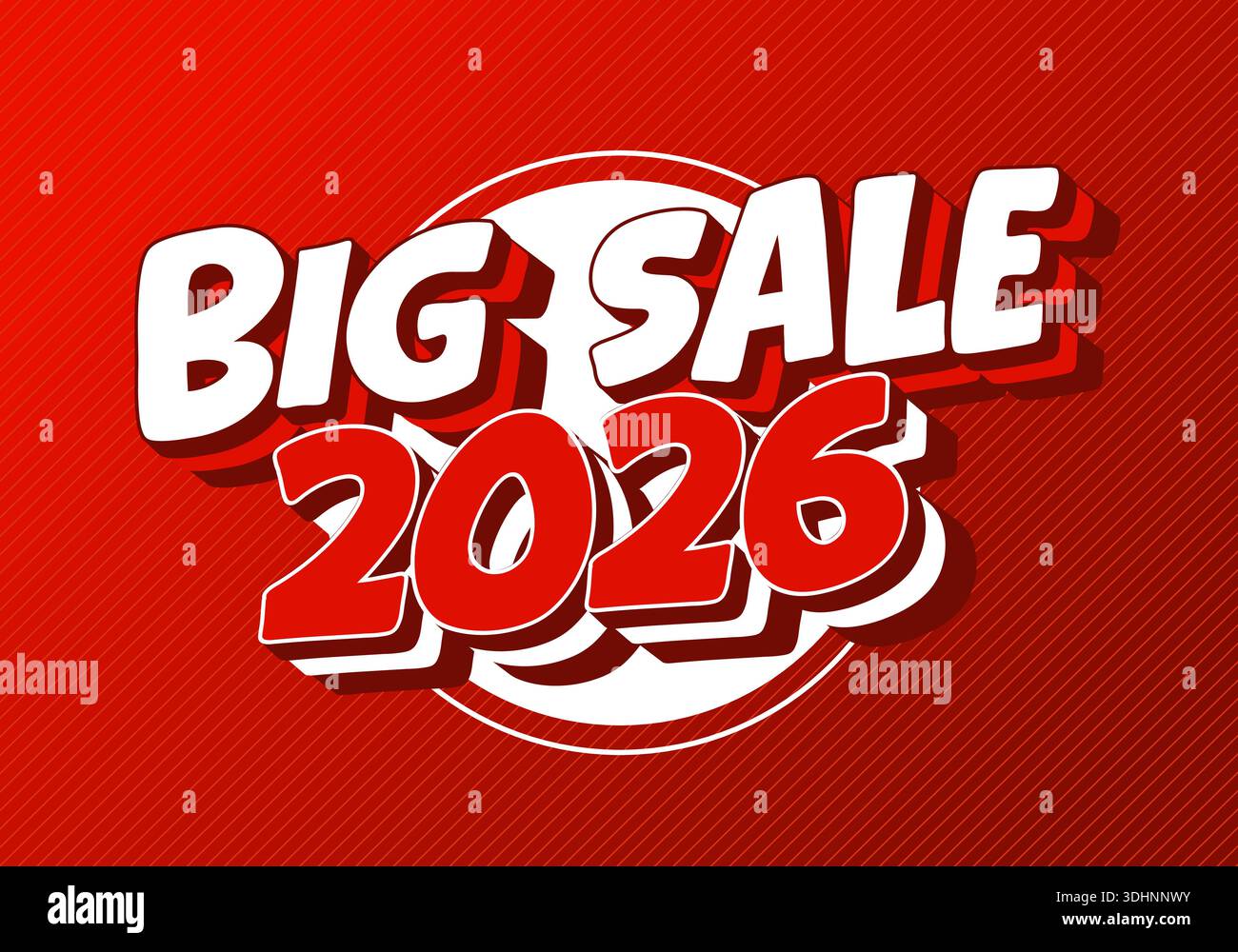 Bold red and white text reading Big Sale 2026 on a dynamic background. - Stock Image