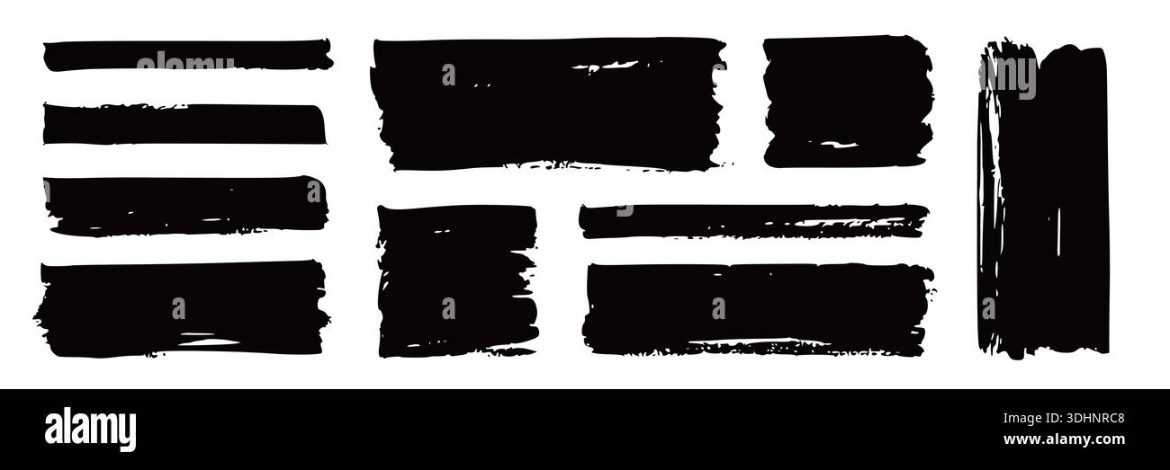 Rough brush square, rectangle frame with torn edges and jagged borders ...