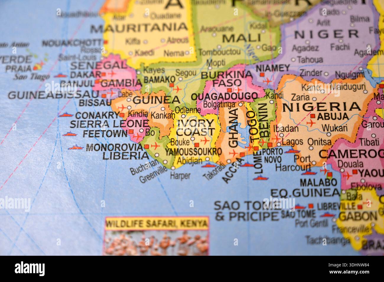 Ivory Coast Country Map On The Political World Map Close-Up View Image Stock Photo