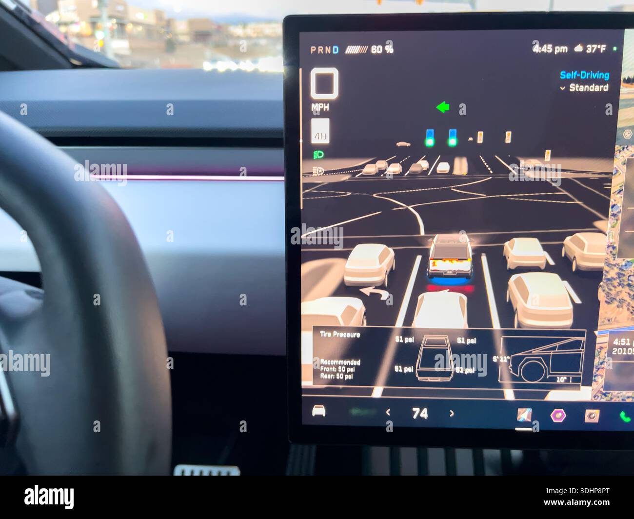 Autopilot Visualization Screen Inside Modern Vehicle Stock Photo - Alamy