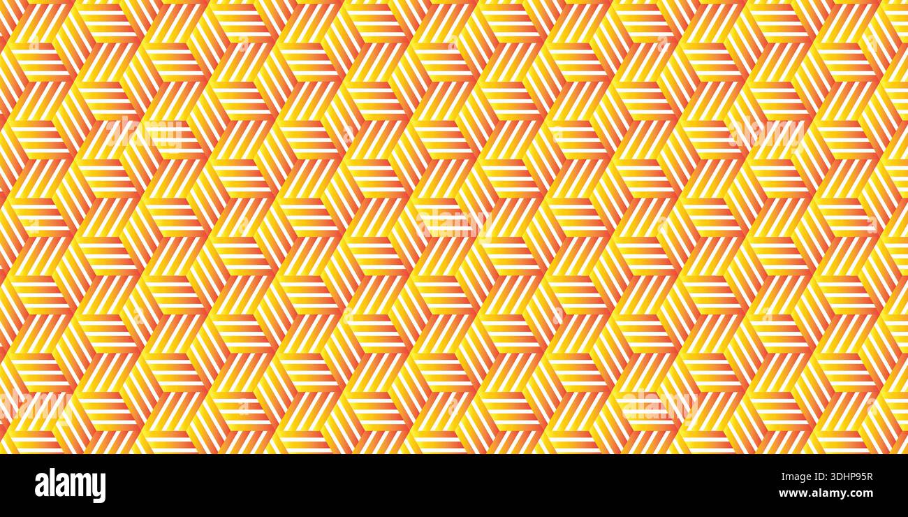 Yellow geometric cube illusion pattern tile Stock Vector