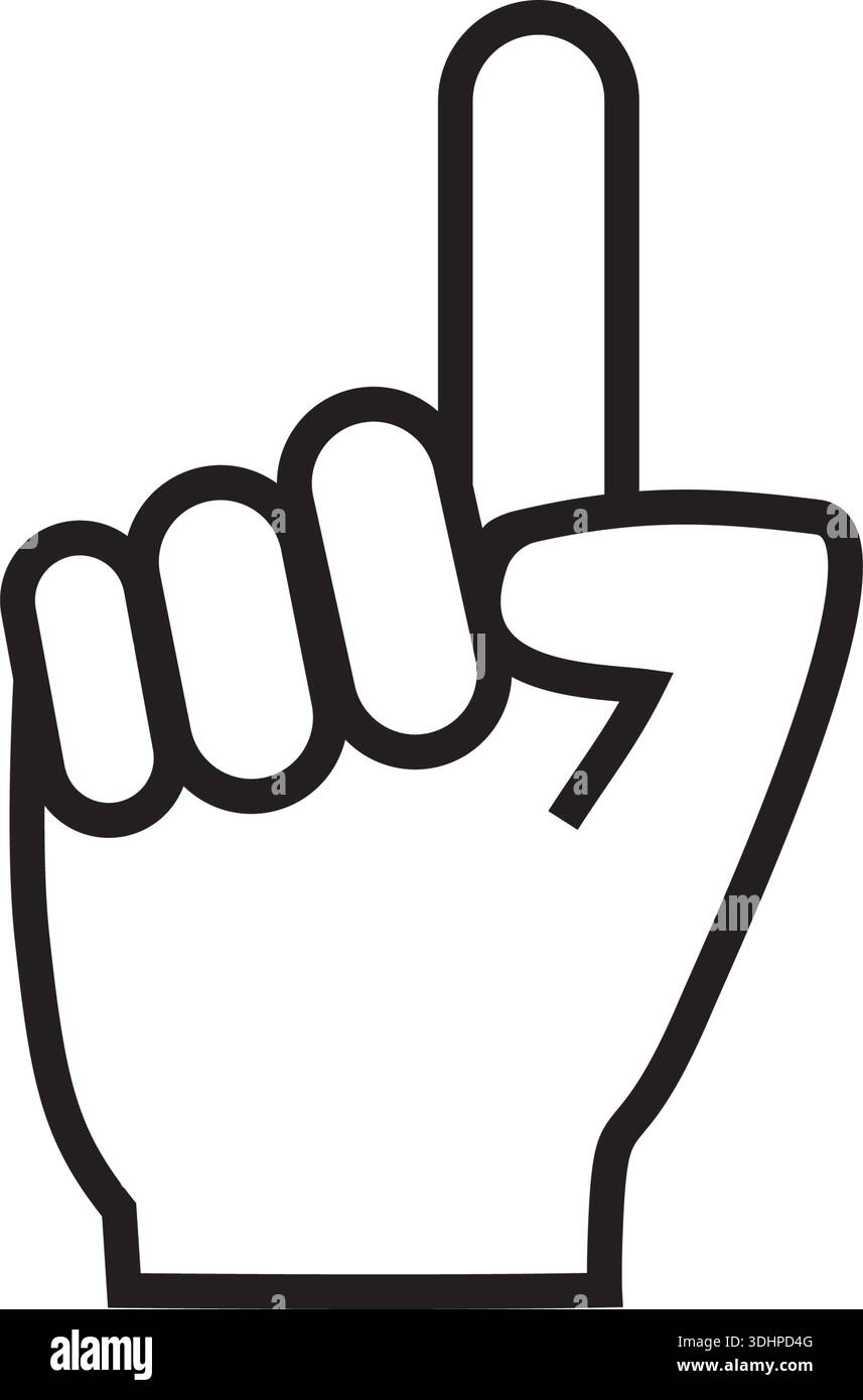 Hand with one finger pointing up solid icon. Hand with index finger up Stock Vector