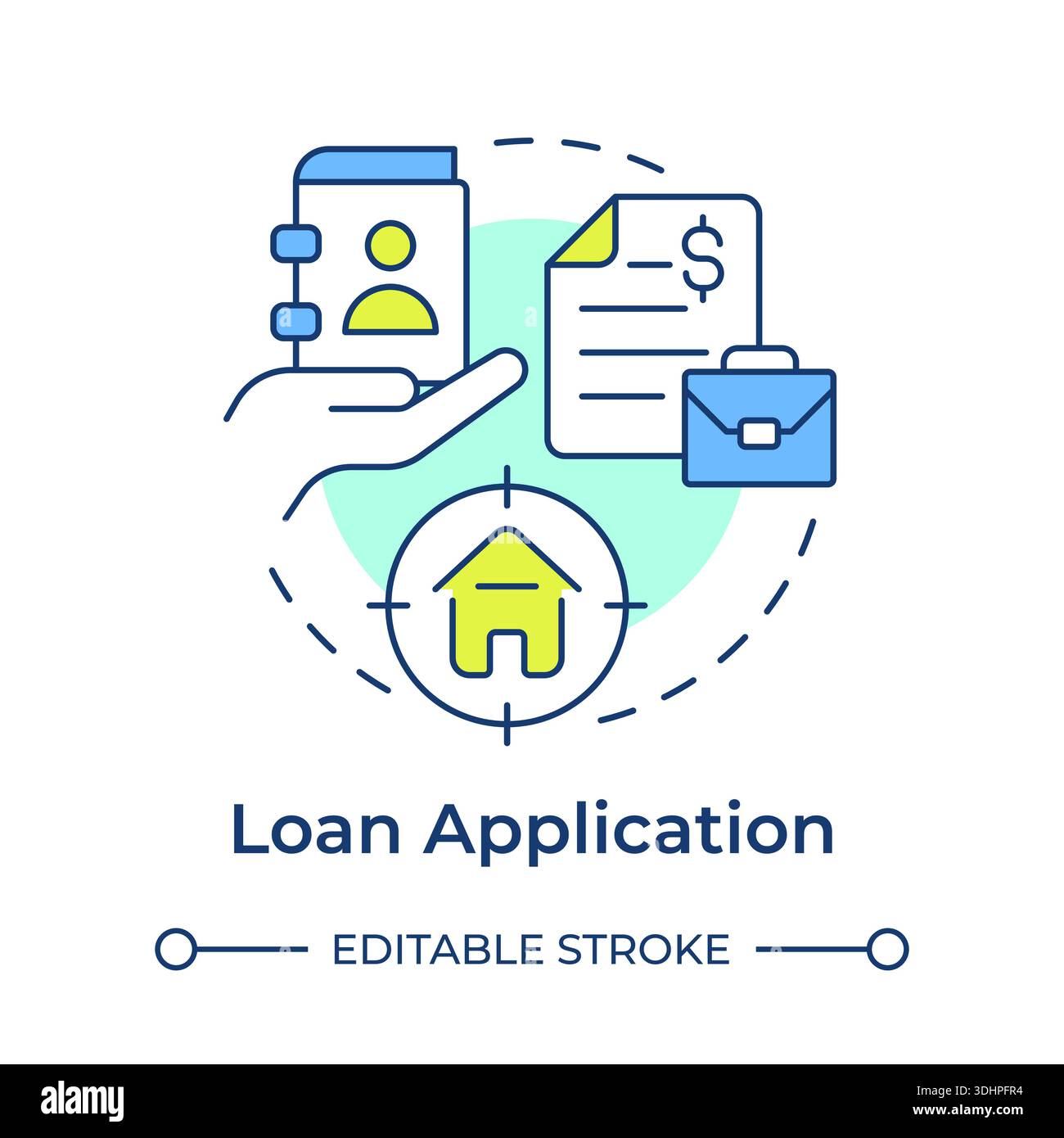 Loan application multi color concept icon Stock Vector