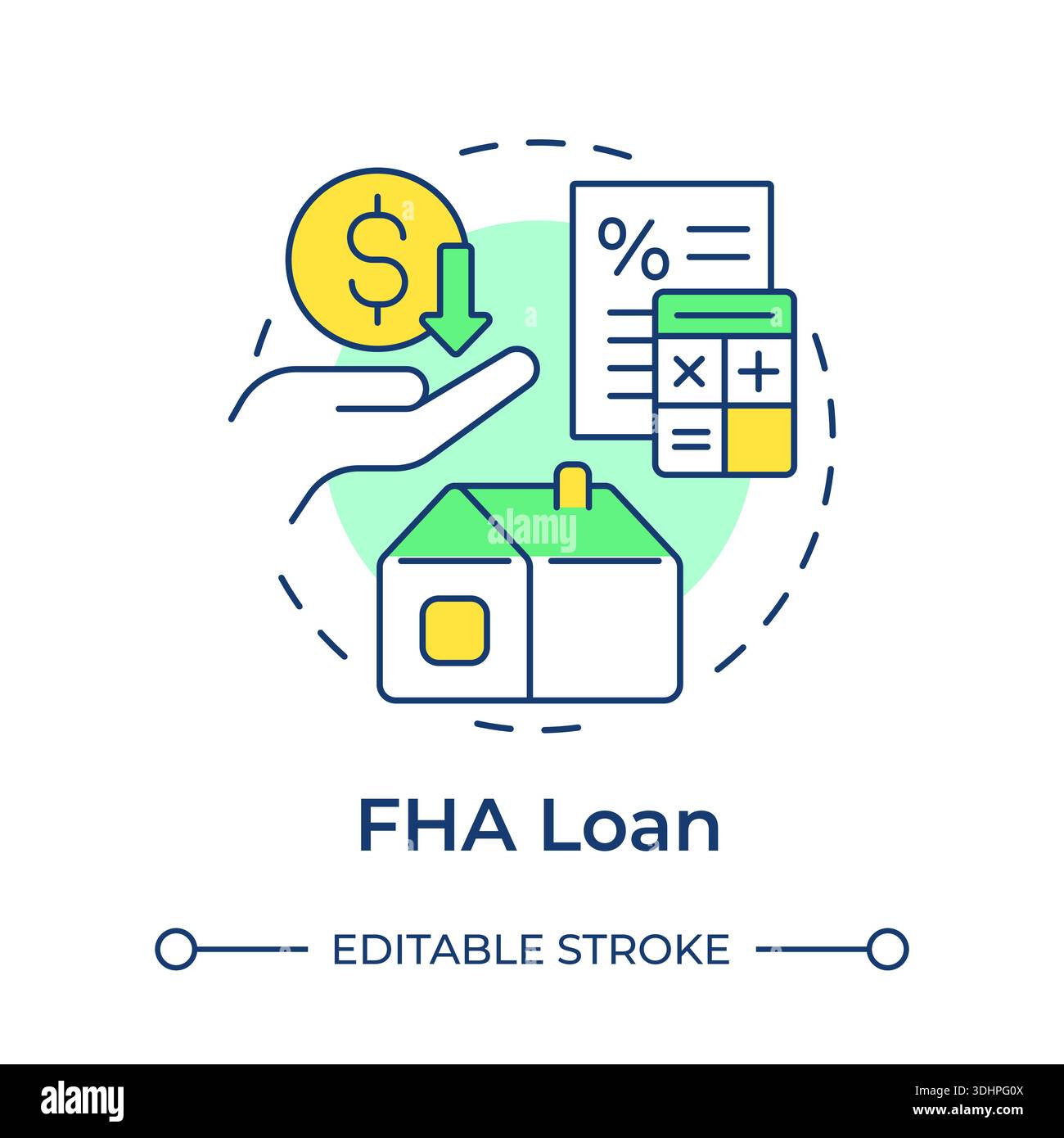 FHA loan multi color concept icon Stock Vector