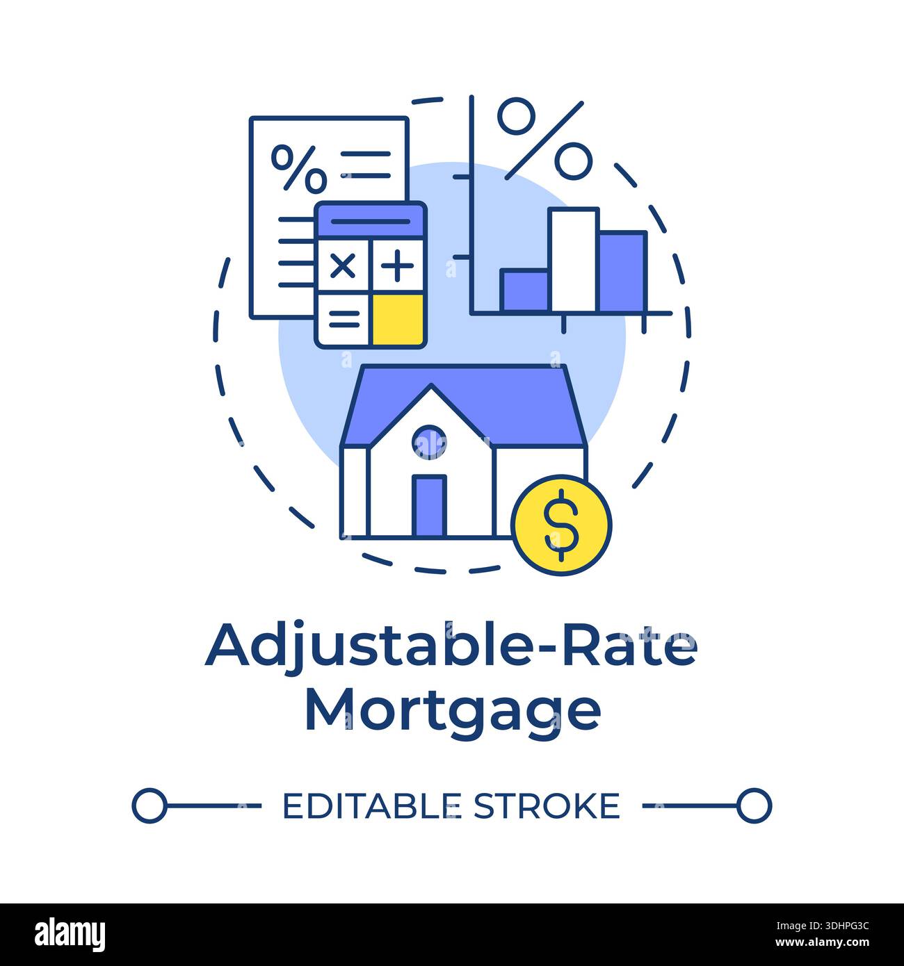 Adjustable-rate mortgage multi color concept icon Stock Vector
