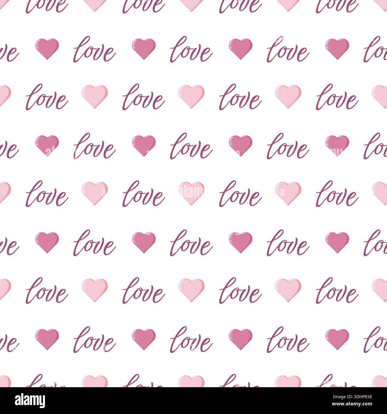 Seamless Valentine s Day pattern with cursive love text and pink and ...