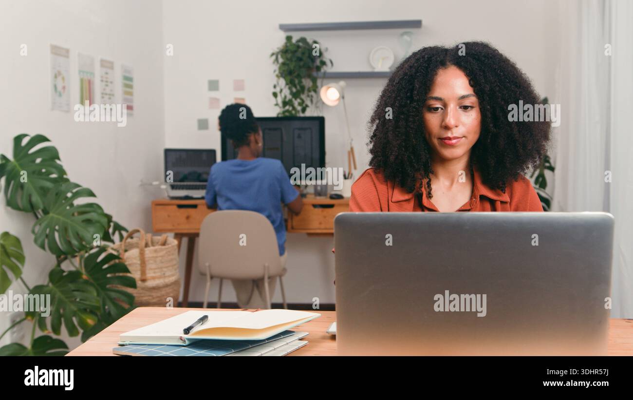 Young Diverse Team in Modern Startup Office Working on Laptops and Creativity Stock Photo