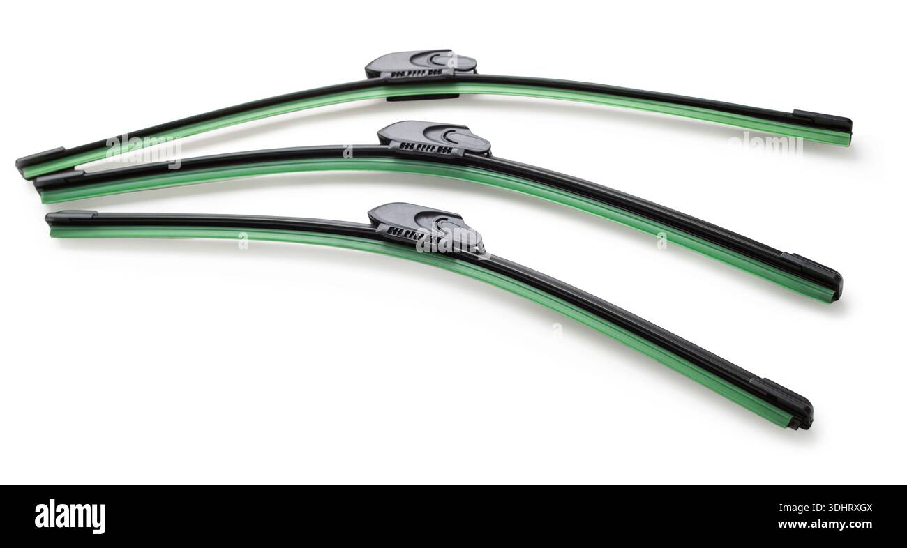 car windshield wipers on a white isolated background Stock Photo